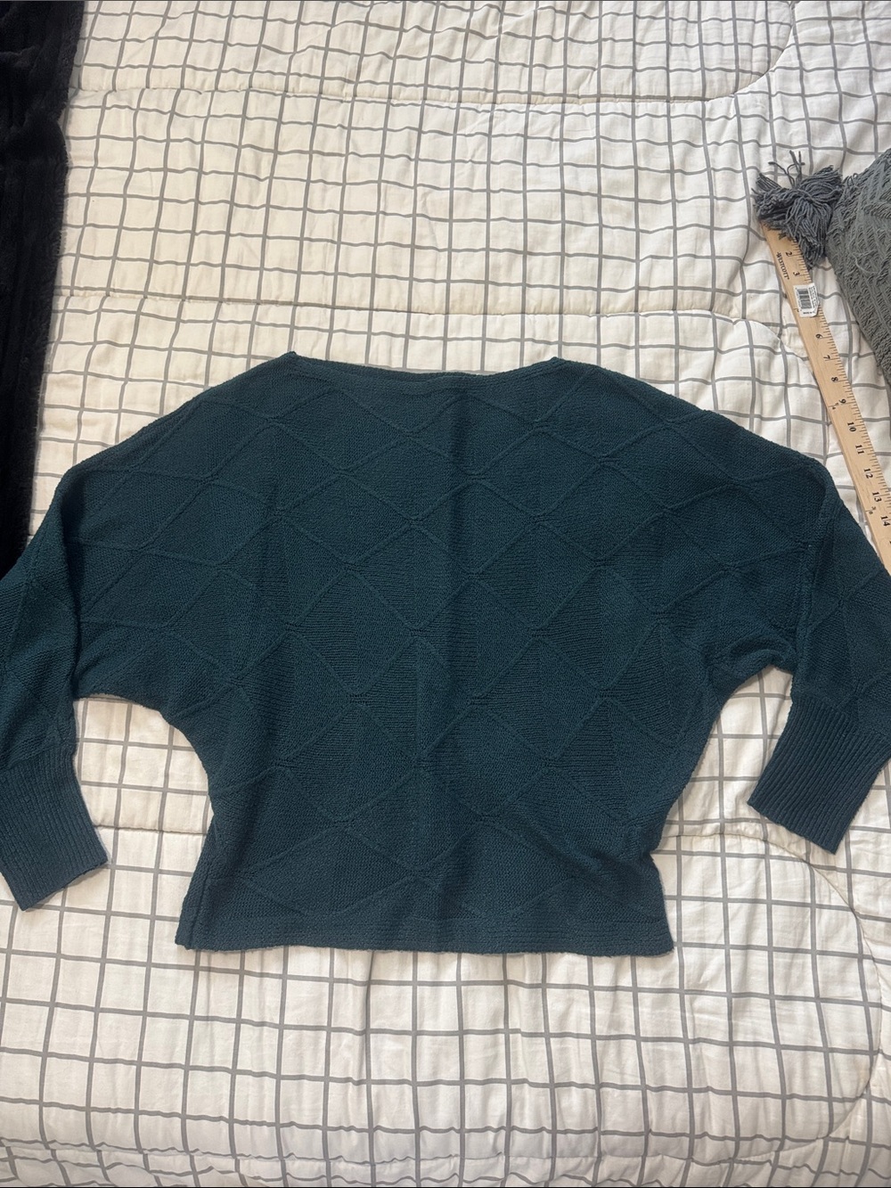 SHEIN Dark Teal Diamond-Knit Dolman Sweater